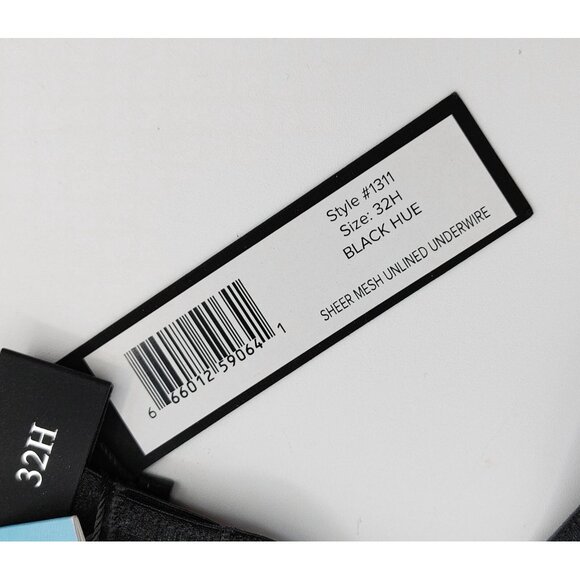 Curvy Couture 1311 Sheer Mesh Full Coverage Unlined Underwire Bra Size 32H Black - Picture 3 of 4